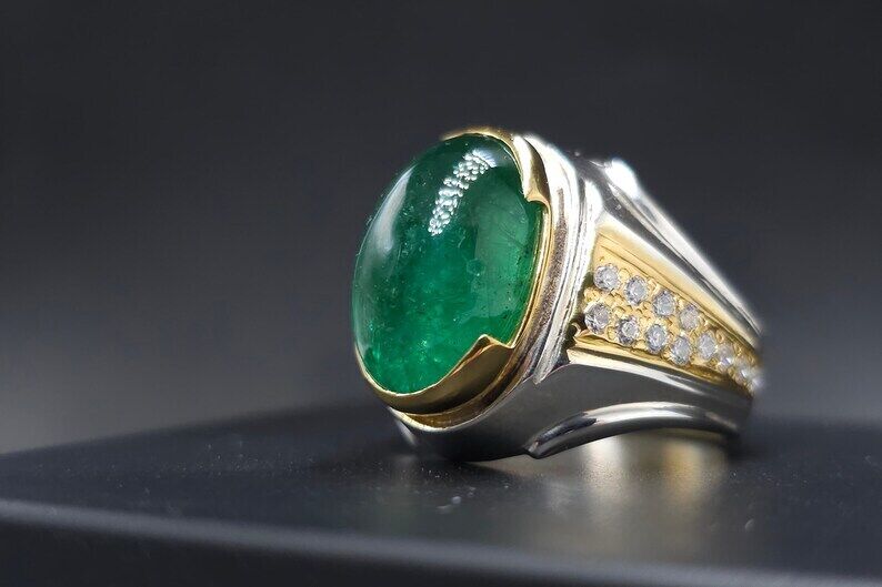 Big Men Emerald Rings Natural Emerald Engagement Rings Wedding Ring Gift For Him - Heavenly Gems