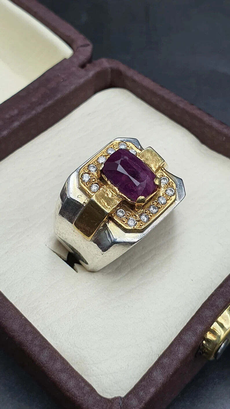 Natural Ruby Ring For Men Unheated Untreated Pegion Blood Afghani Ruby 925 silvr - Heavenly Gems