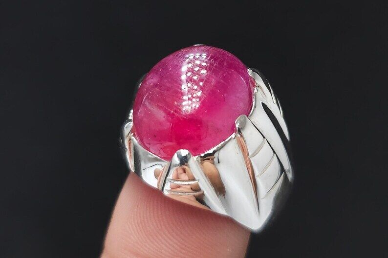 Natural Mens Ruby Ring heated treated Ruby Ring For Men Sterling Silver 925 man - Heavenly Gems