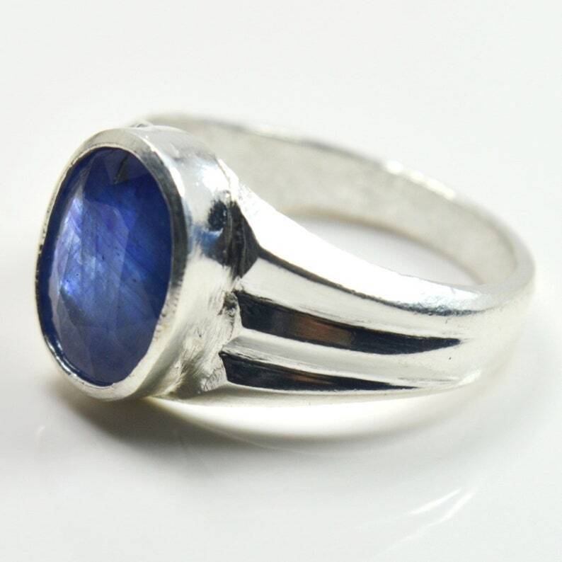 Natural Blue Sapphire,925 Sterling Silver,Ring For Men,Astrology Jewelry Gift - Heavenly Gems