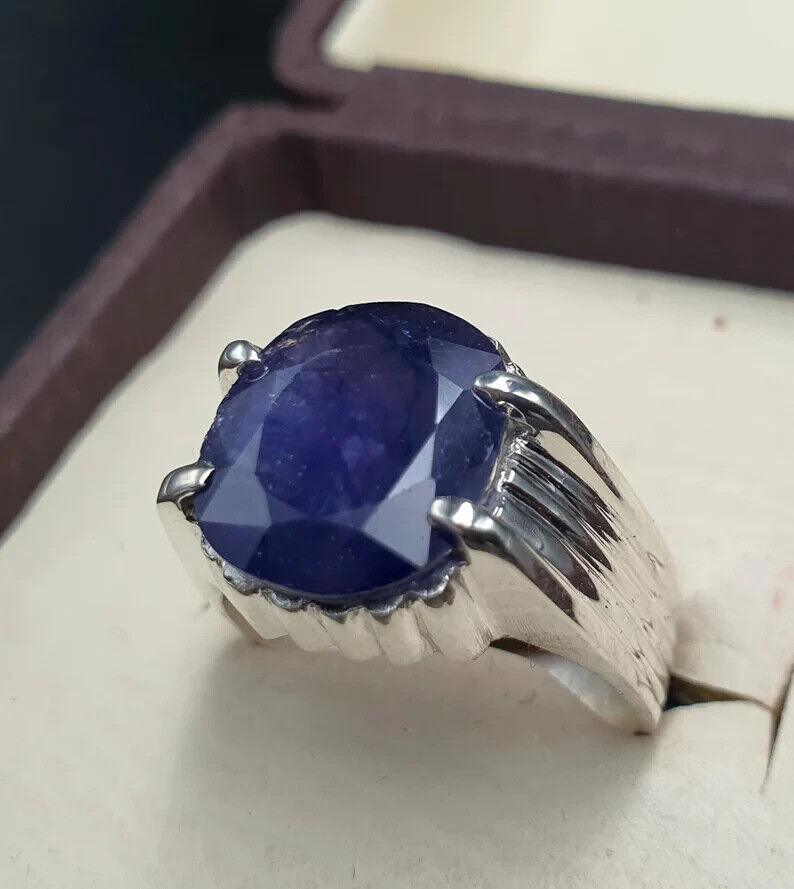 Mens Sapphire Ring Natural 8ct Sapphire Ring For Men Sapphire Sterling Silver - Heavenly Gems