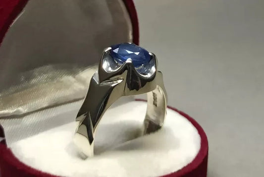 Blue Sapphire Men's Ring - Sterling Silver 925 Ring with Clean Luster - Heavenly Gems