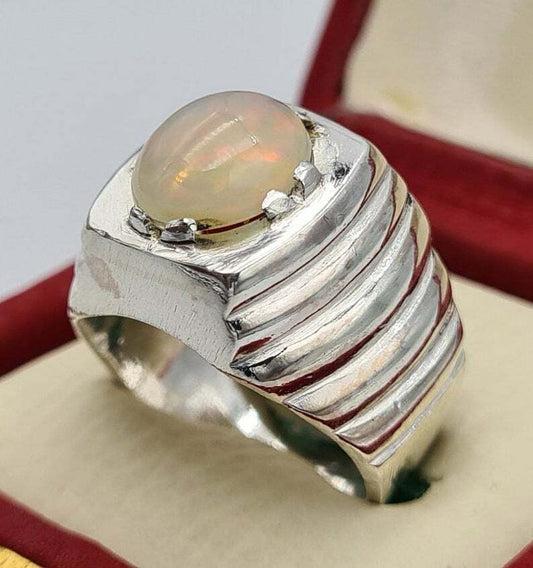 Mens Opal Ring Beautiful Natural Australian opal jewelry easter gifts mens ring - Heavenly Gems