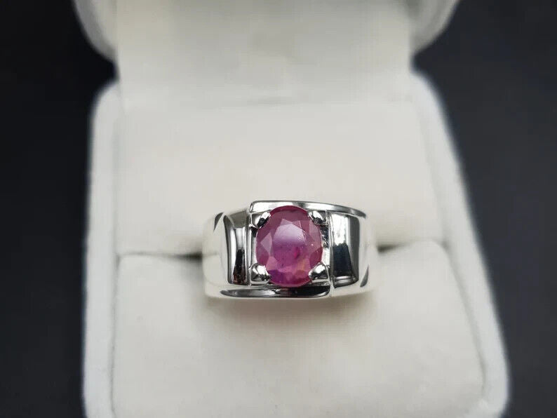 Natural Ruby Ring For Men 925 Sterling Silver Yakoot Ring Real Ruby Ring mens - Heavenly Gems