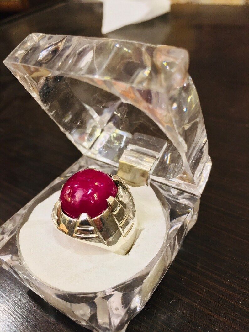 Natural Ruby Ring for Men's Original Yaqoot Stone Ring Real Ruby Engagement Ring - Heavenly Gems