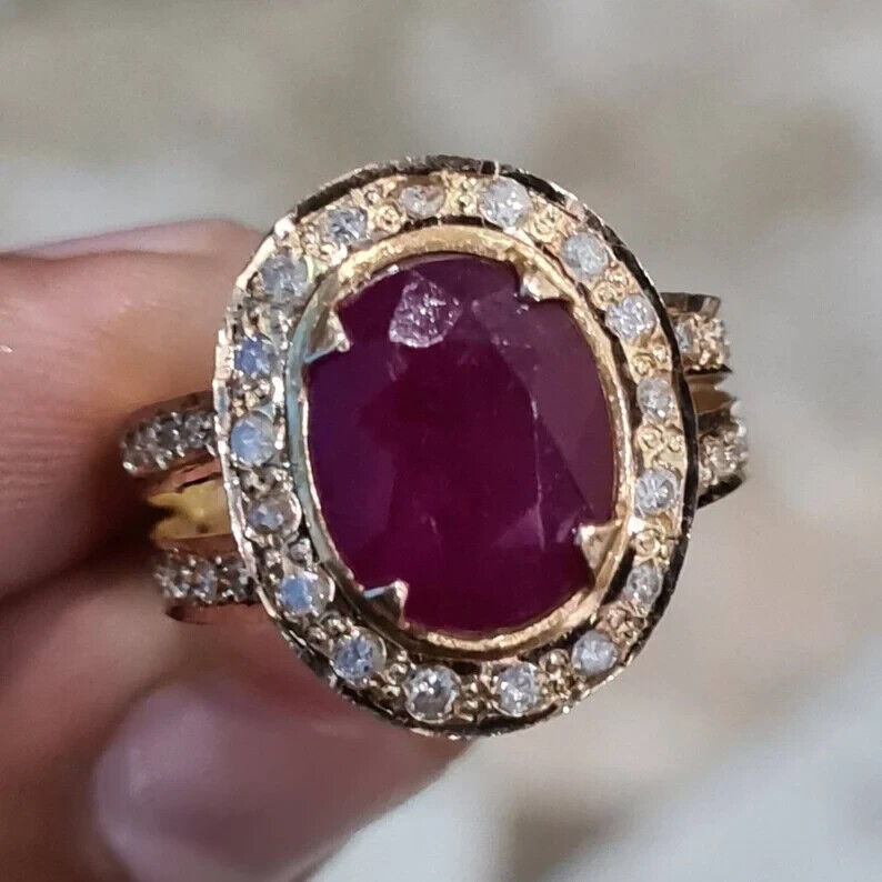 Unheated Untreated Ruby Ring Women Ring Wedding real Gold and Diamonds rings - Heavenly Gems