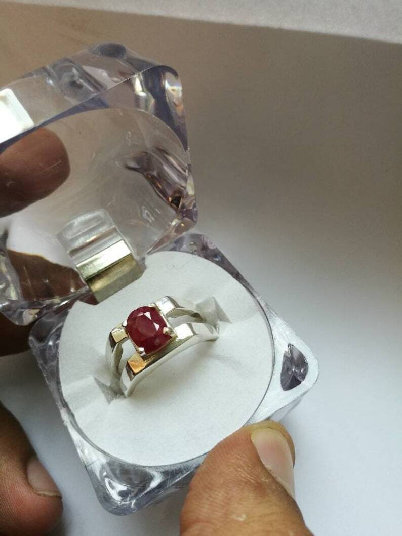 Natural untreated ruby ring for men aniversary gift - Heavenly Gems