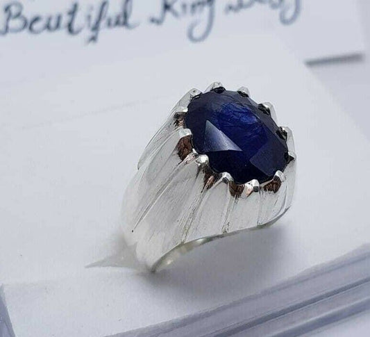 Sapphire Ring Natural Blue Kashmir Sapphire Stone Jewellery Real Handcrafted - Heavenly Gems