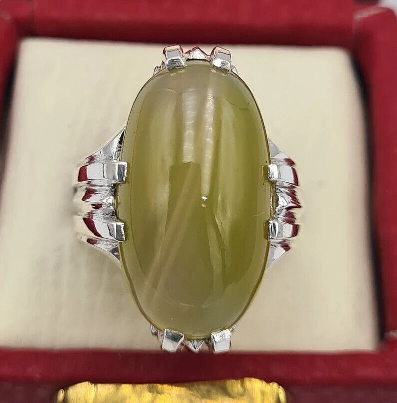 Imran khan ring natural aqeeq agate akik hakik stone ring men agate silver bague 925 Sterling Silver - Heavenly Gems