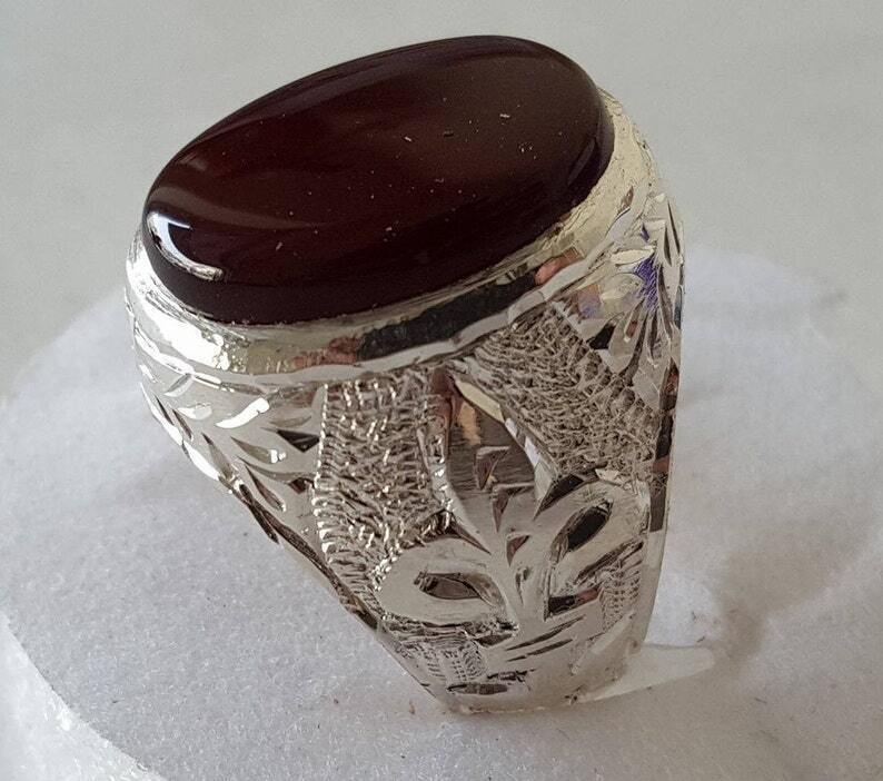 Aqeeq Stone Ring For Men Real Aqeeq Ring Islamic Aqeeq Rings Akik Rings Akik - Heavenly Gems