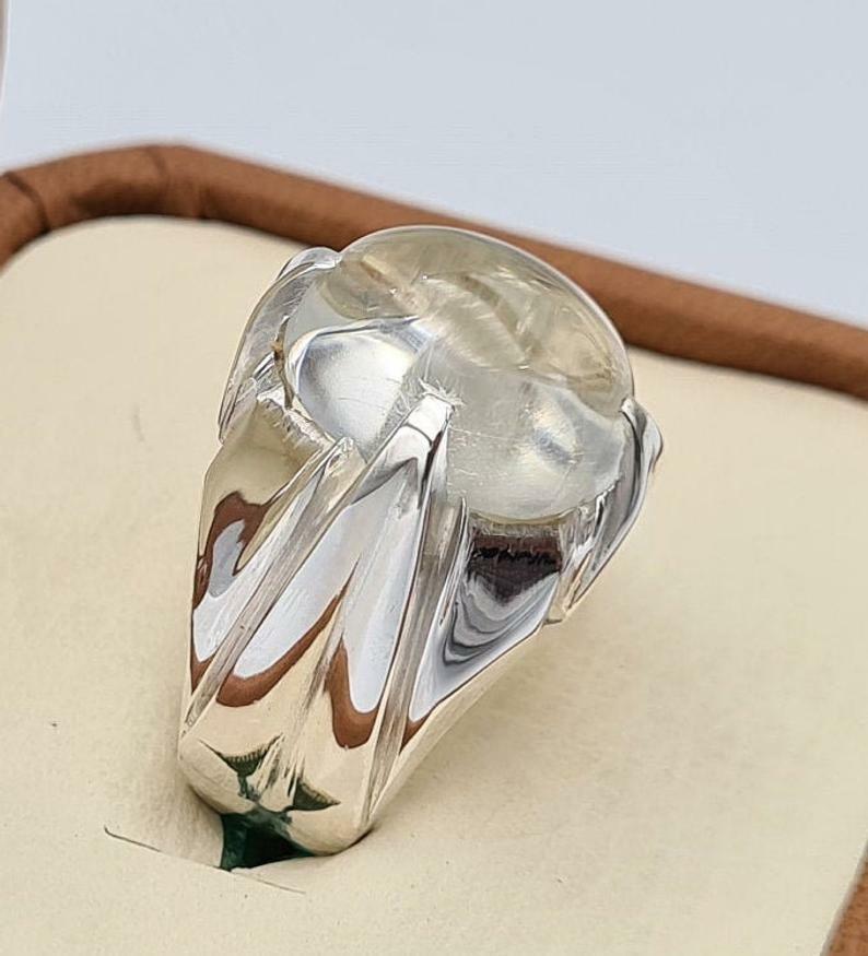 Natural Najaf Quartz Stone Sterling Silver Ring - Zodiac Gift for Him - Heavenly Gems