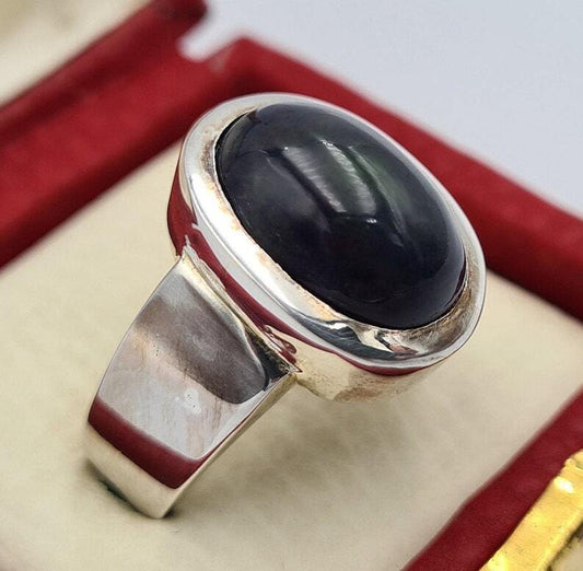 Beautiful Black Opal Ring Unisex Handmade Jewelry Gift mother's day ring to gift - Heavenly Gems