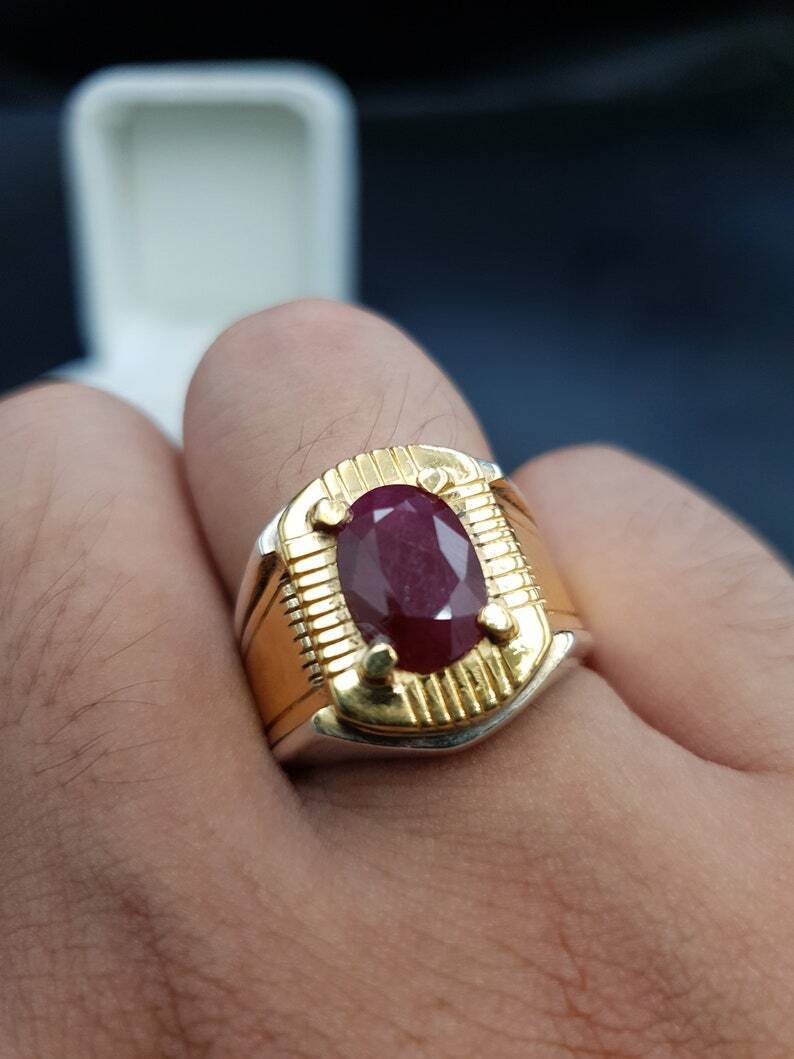 Natural Ruby Ring For Men Women Pegion Blood Ruby Unheated Untreated Afghan Ruby - Heavenly Gems