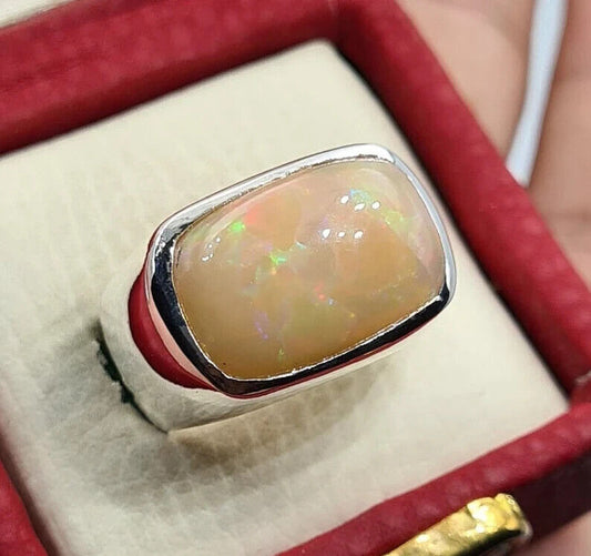 Opal Ring Natural Opal stone opale jewelry real best fires opal mens real opal - Heavenly Gems