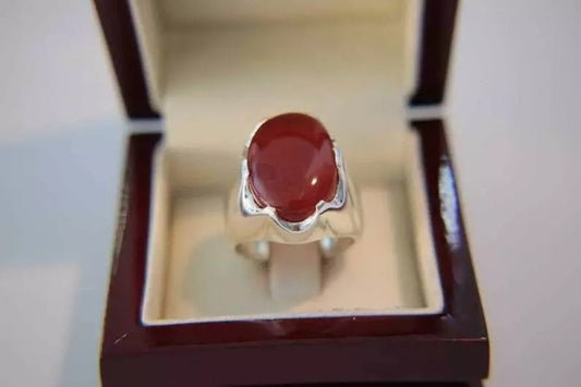 Beautiful Blood Red Yemeni Aqeeq Ring Natural Yamni Akik Aqiq Bague Handmade - Heavenly Gems