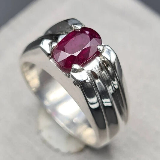 Unheated Kabuli Ruby ring Mens Yaqoot ring Real pigeon blood ruby rings for men - Heavenly Gems