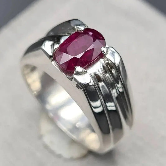 Unheated Kabuli Ruby ring Mens Yaqoot ring Real pigeon blood ruby rings for men - Heavenly Gems