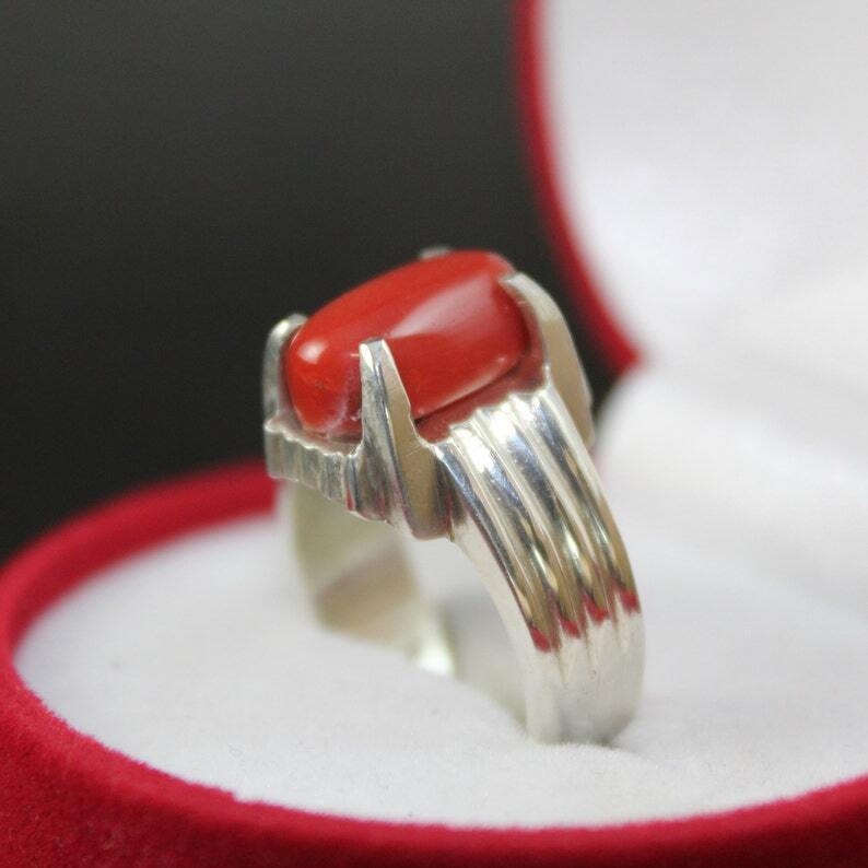 Natural Unheated and Untreated Women Coral Marjan Ring in 925 sterling Silver - Heavenly Gems