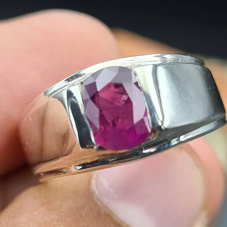 Real purple red Unheated Untreated Ruby Ring Real Dark Red Ruby From Kashmir - Heavenly Gems