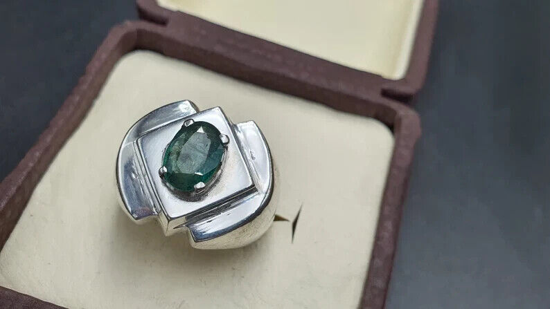 Natural Emerald Ring For Men 925 Sterling Silver Mens Emerald Handmade ring mens - Heavenly Gems