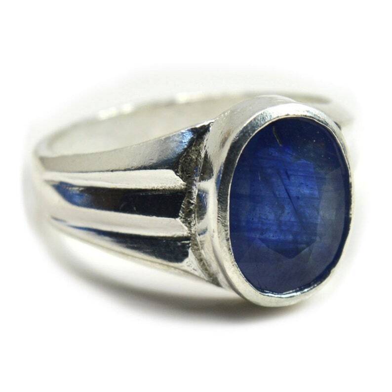 Natural Blue Sapphire,925 Sterling Silver,Ring For Men,Astrology Jewelry Gift - Heavenly Gems