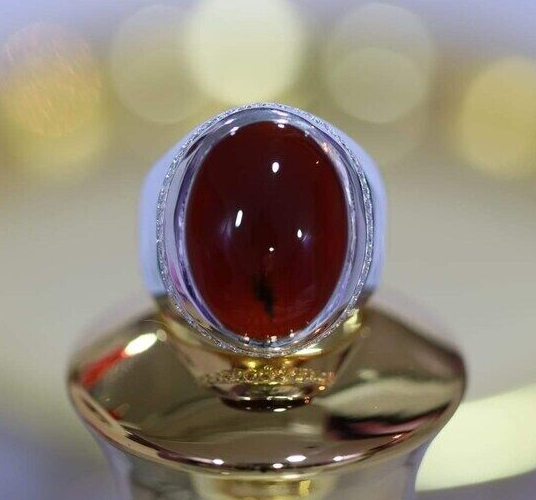 Blood Red Yemeni Oval Cut Aqeeq Ring Beautiful Handmade Jewelry Ring Mens Real Jewellery - Heavenly Gems