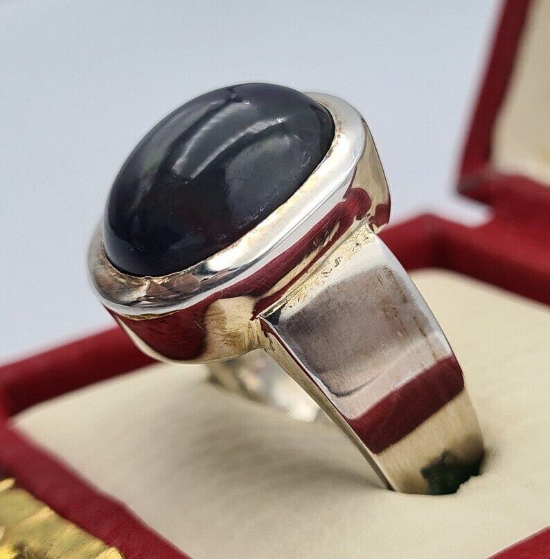 Beautiful Black Opal Ring Unisex Handmade Jewelry Gift mother's day ring to gift - Heavenly Gems