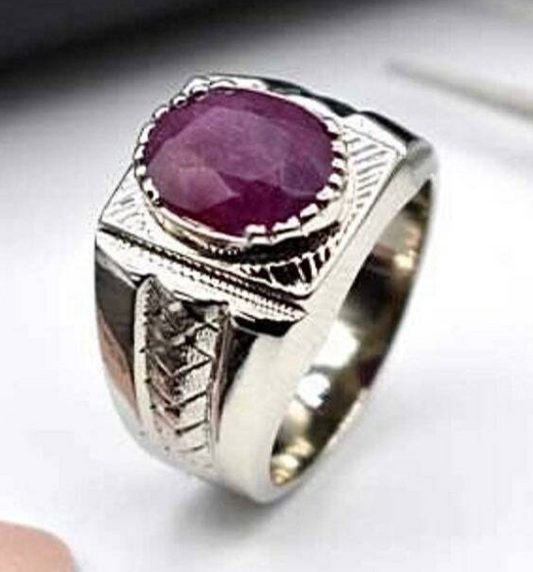 Men Ruby Yaqoot Ring 925 Silver Ring Gift For Him Mens Yaqoot Ring handmade ring - Heavenly Gems