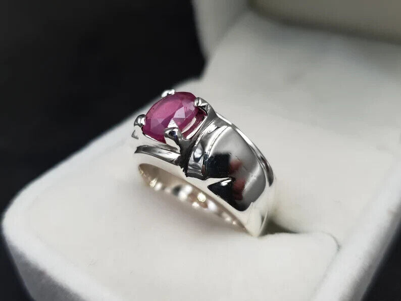 Natural Ruby Ring For Men 925 Sterling Silver Yakoot Ring Real Ruby Ring mens - Heavenly Gems