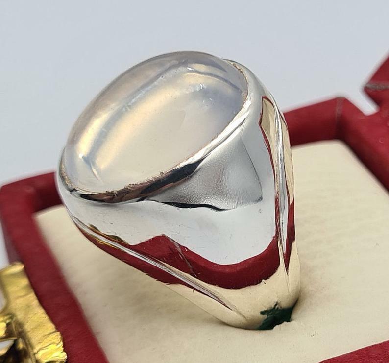 Natural White Quartz Najafi Quartz Stone Dur e Najaf Jewelry Mens Quartz Ring - Heavenly Gems