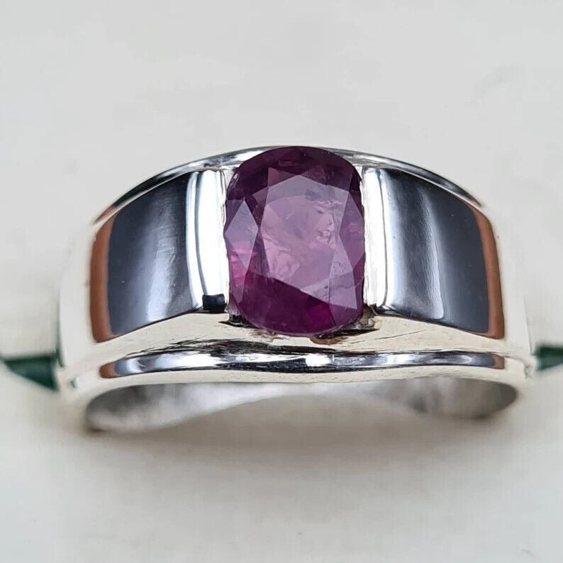 Real purple red Unheated Untreated Ruby Ring Real Dark Red Ruby From Kashmir - Heavenly Gems