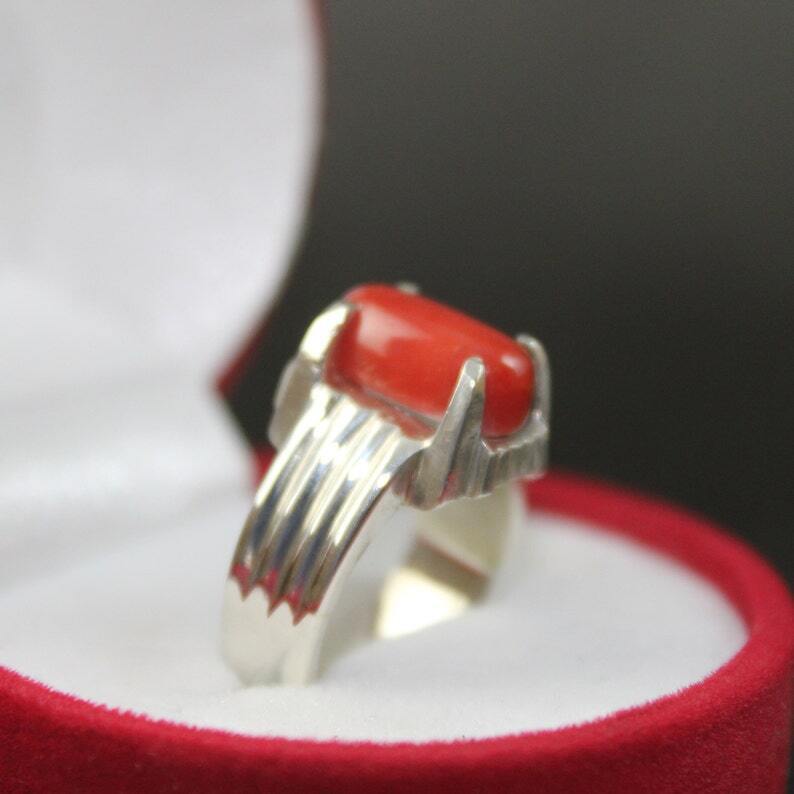 Natural Unheated and Untreated Women Coral Marjan Ring in 925 sterling Silver - Heavenly Gems