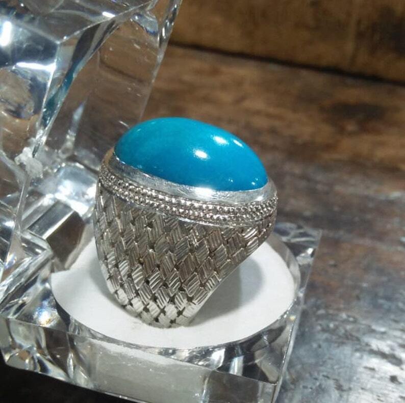 Natural Original Hussaini Feroza Ring Real Natural Neeshapuri Feroza Ring - Heavenly Gems