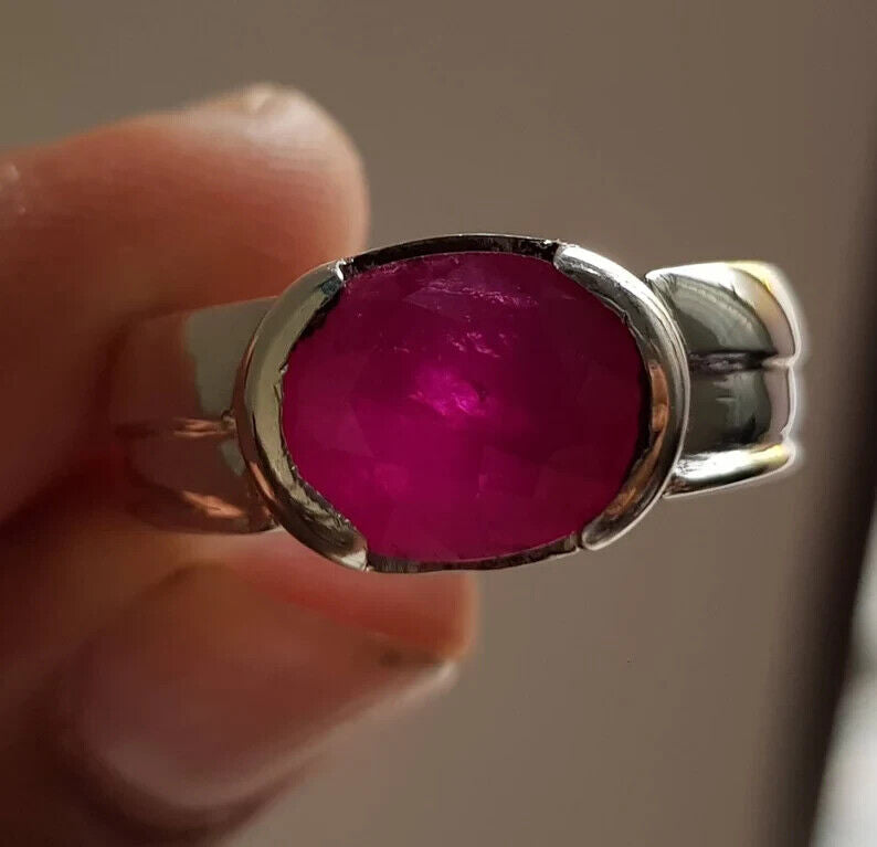 4 ct plus Ruby Ring Unheated Untreated Afghan Ruby Dark Pink Red Ruby Stone ring - Heavenly Gems