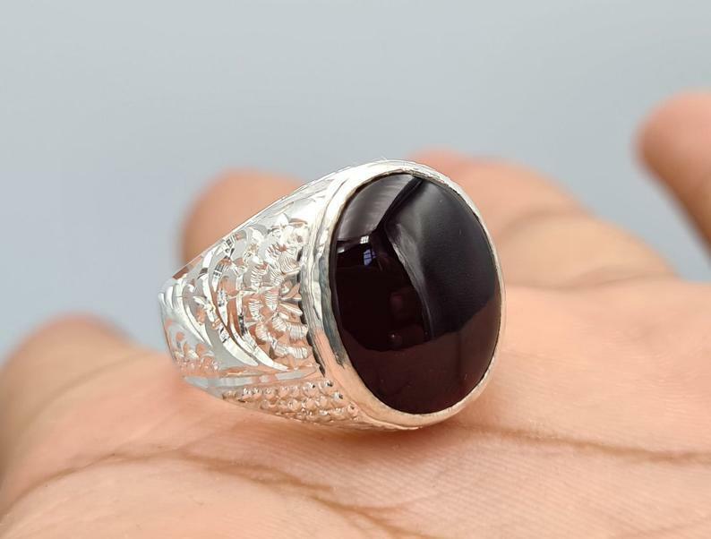 Yemeni aqeeq akik aqiq agate bague mens rings handmade jewelry birthstone gifts - Heavenly Gems