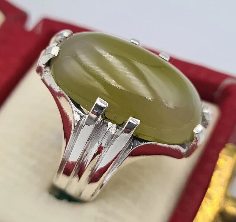 Imran khan ring natural aqeeq agate akik hakik stone ring men agate silver bague 925 Sterling Silver - Heavenly Gems