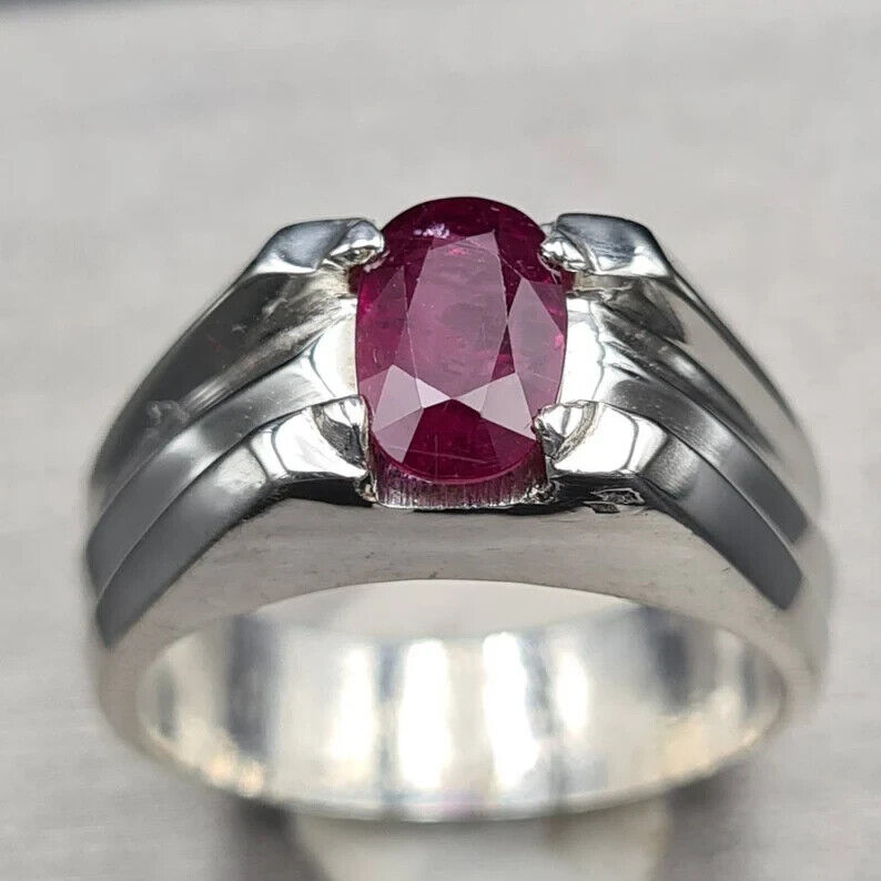 Unheated Kabuli Ruby ring Mens Yaqoot ring Real pigeon blood ruby rings for men - Heavenly Gems