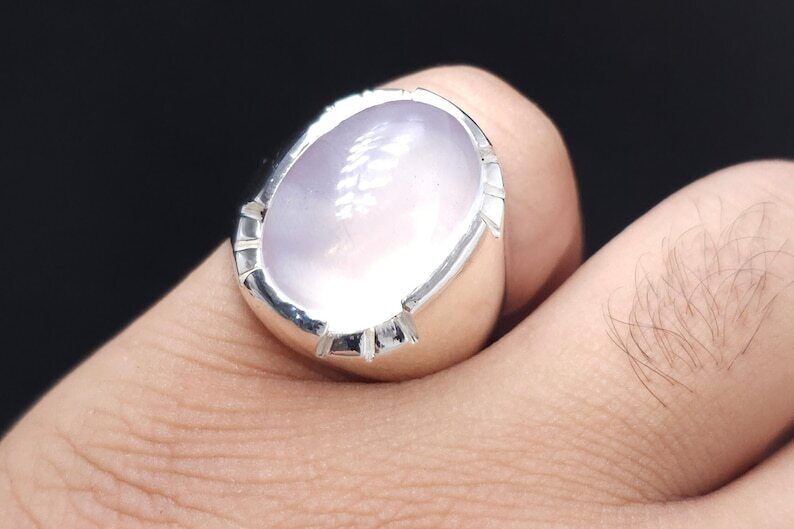 Mens Dur e Najaf Ring Moonstone Ring 925 Sterling Silver Bague Dur e Najaf Bague - Heavenly Gems