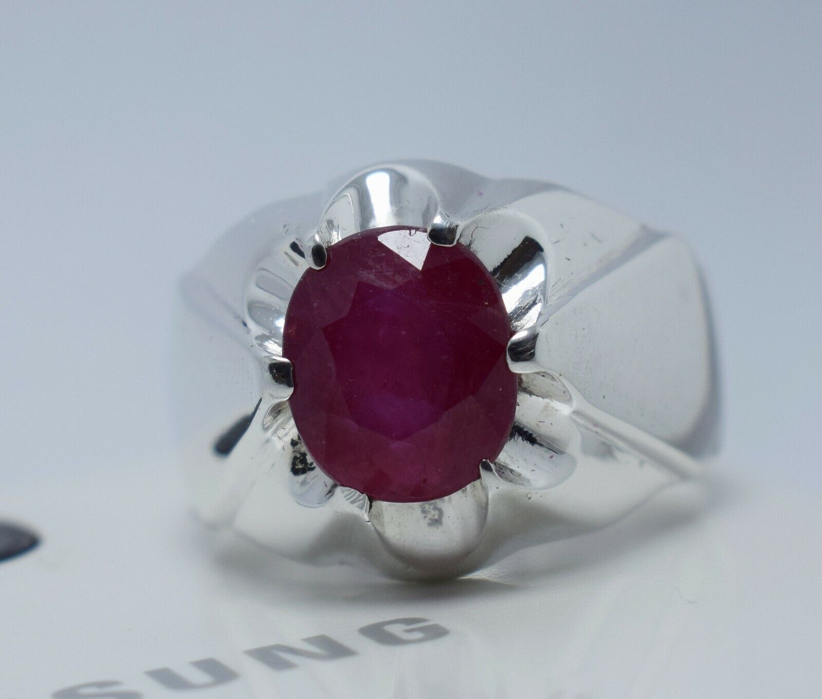 Ruby Ring Mens Real Ruby Stone Handmade Silver Rings Shia Rings Natural Gemstone 925 Sterling Silver Ring - Heavenly Gems