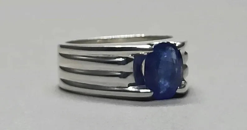 Natural 3.5 Carat Deep Blue Sapphire Mens Ring Sterling Silver 925 Handmade ring - Heavenly Gems