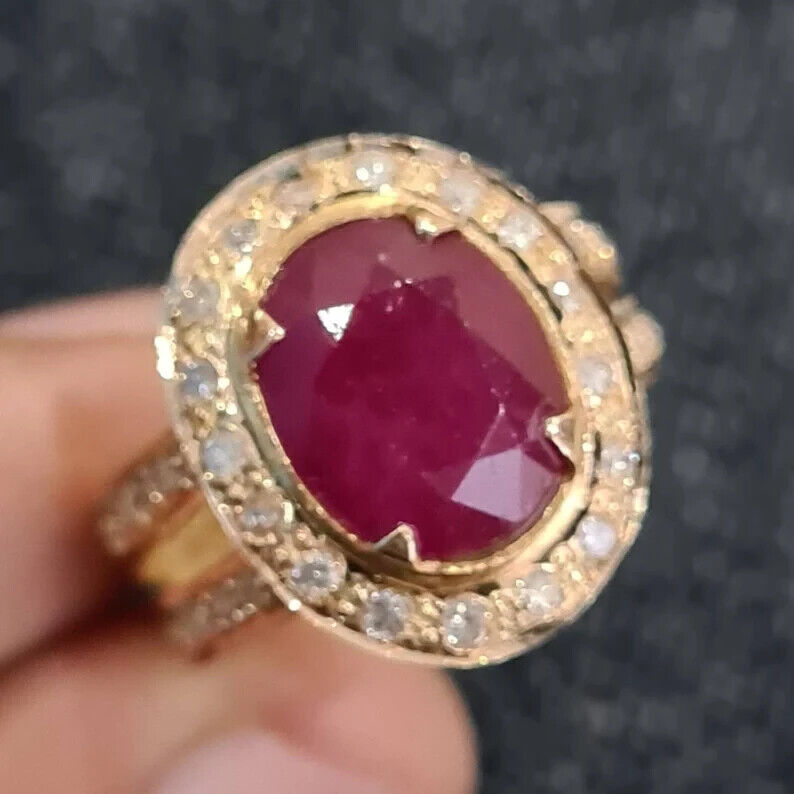 Unheated Untreated Ruby Ring Women Ring Wedding real Gold and Diamonds rings - Heavenly Gems