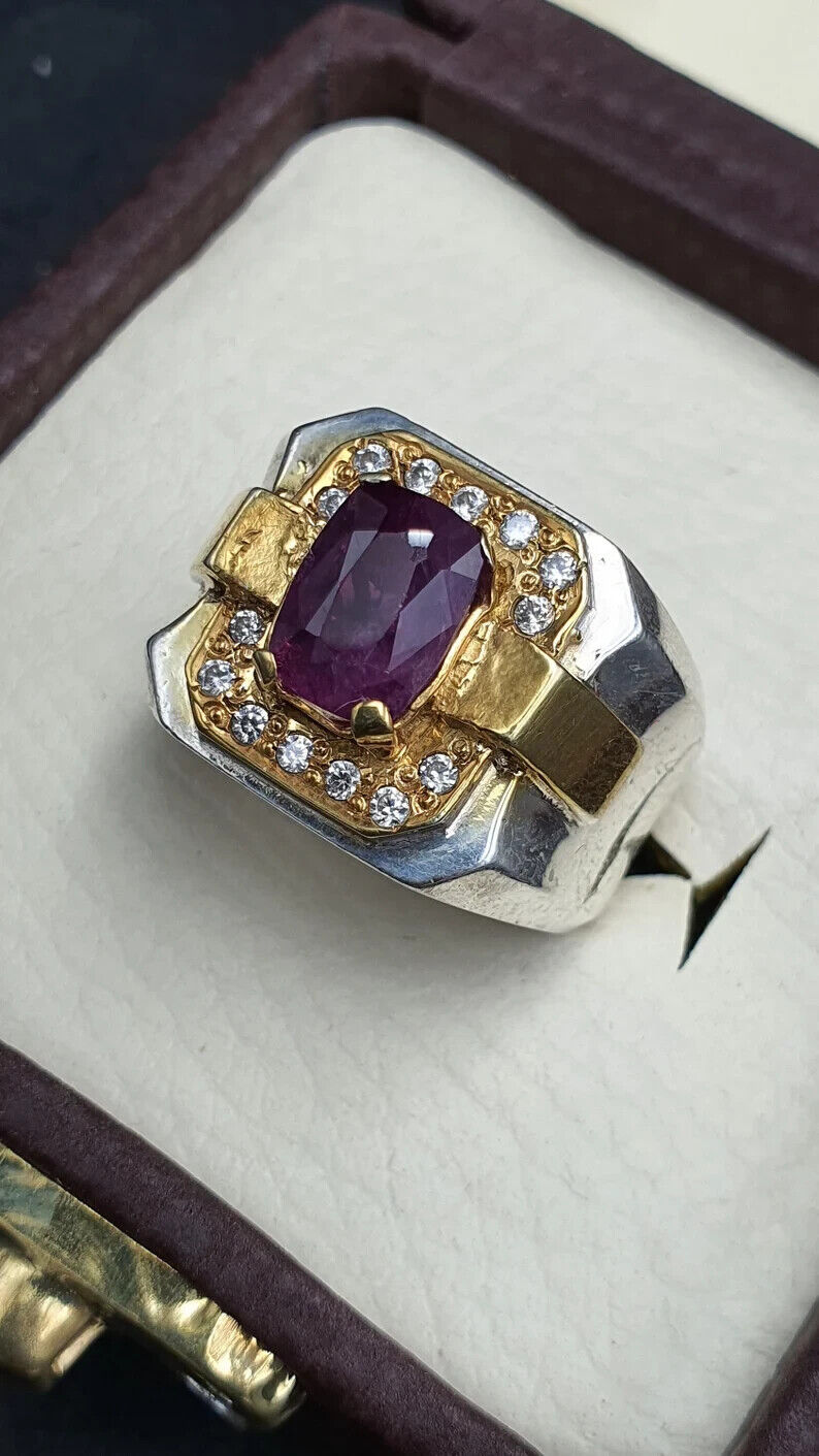 Natural Ruby Ring For Men Unheated Untreated Pegion Blood Afghani Ruby 925 silvr - Heavenly Gems