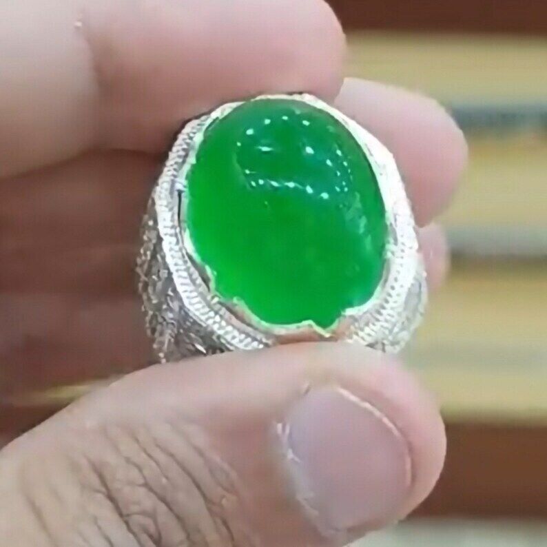 Premium Quality Royal Jadeite Ring Natural 100% Silver 925 Elegance unique ring - Heavenly Gems