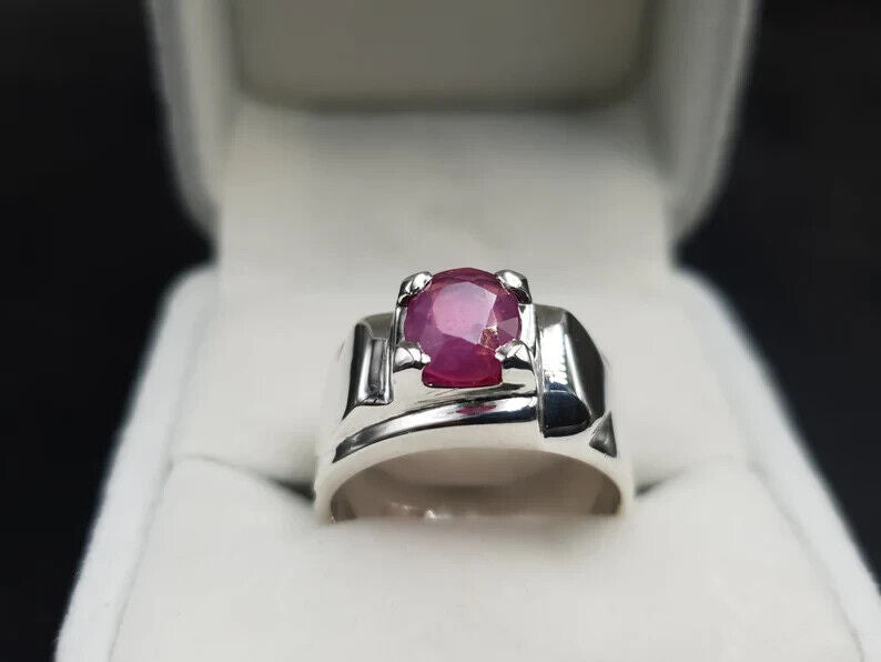 Natural Ruby Ring For Men 925 Sterling Silver Yakoot Ring Real Ruby Ring mens - Heavenly Gems