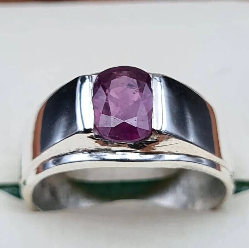 Real purple red Unheated Untreated Ruby Ring Real Dark Red Ruby From Kashmir - Heavenly Gems