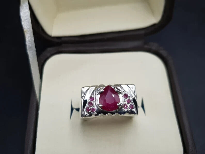 Natural Ruby Ring For Men 925 Sterling Silver Handmade Ruby Mens Ring Gift man - Heavenly Gems