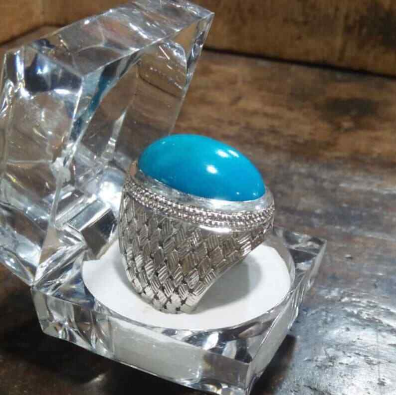Natural Original Hussaini Feroza Ring Real Natural Neeshapuri Feroza Ring - Heavenly Gems
