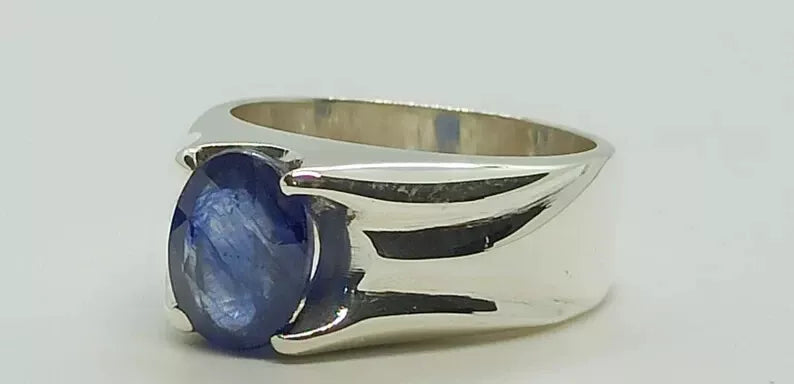 Natural Royal Deep Blue 2.5 Carat Sapphire Men's Ring - 925 Sterling Silver Handmade - Heavenly Gems