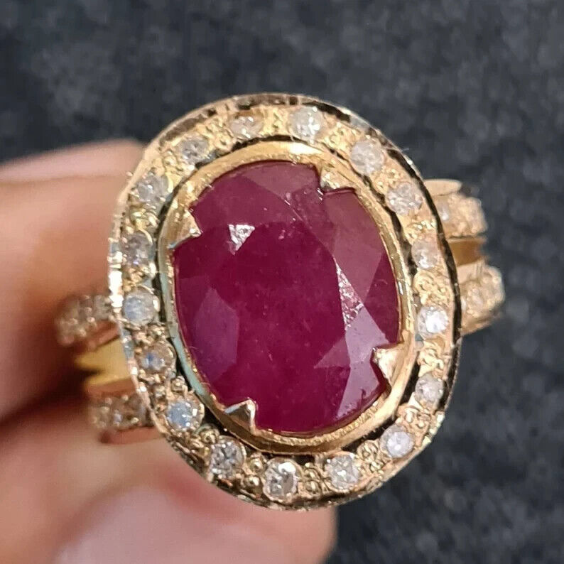 Unheated Untreated Ruby Ring Women Ring Wedding real Gold and Diamonds rings - Heavenly Gems