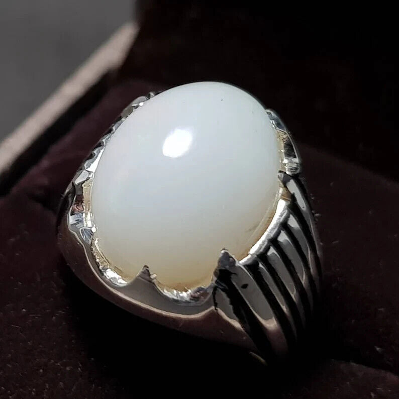 White Opal Ring Ethiopian Mens Opal stone ring Real Opal ring White Opal ring - Heavenly Gems